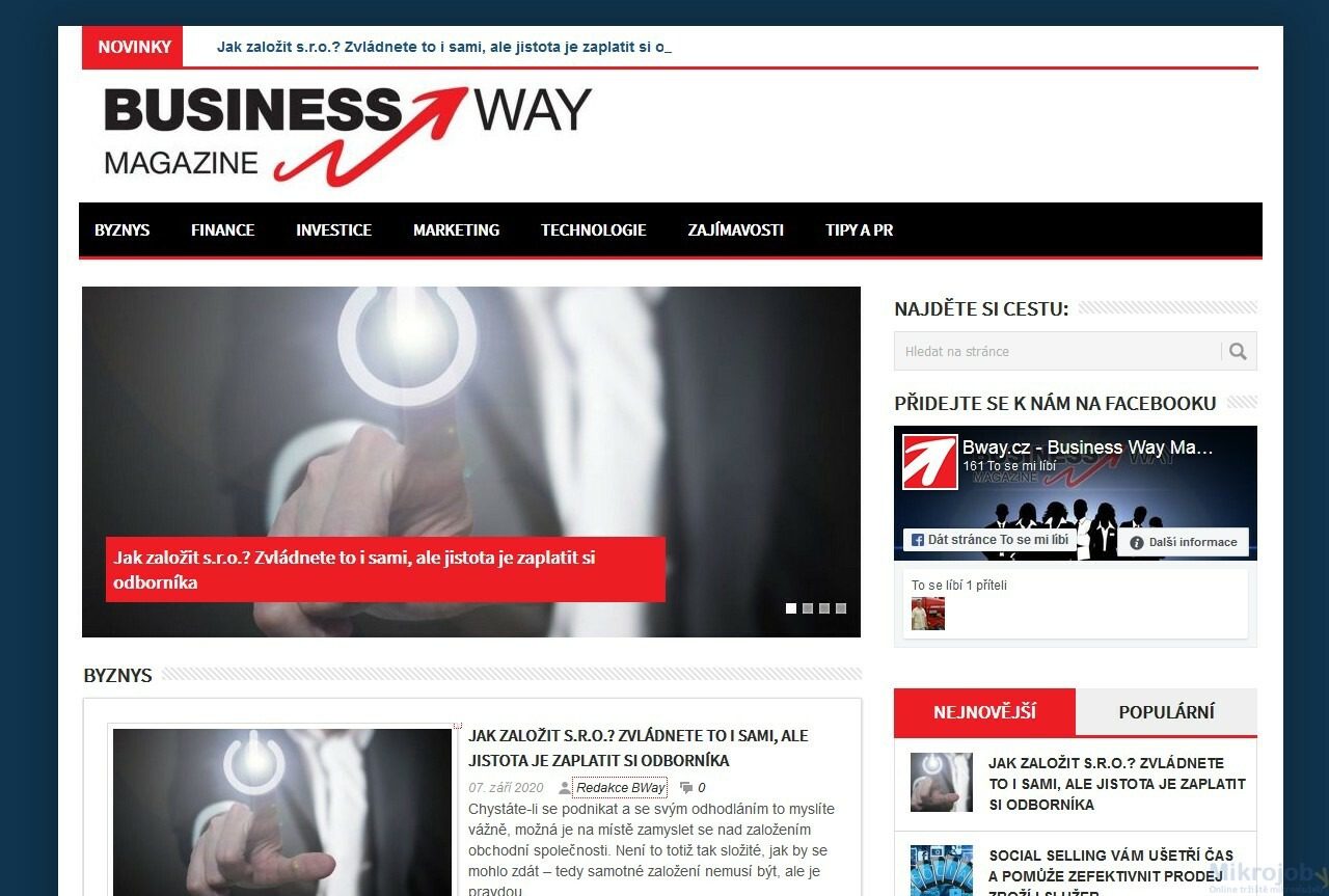5678Publikace článku v podnikatelském a finančním magazínu Bway.cz